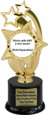 8 1/2" Gold Over Stars 2" Insert Holder Trophy Kit with Pedestal Base #2