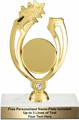 6 3/4" Gold Star with Bling 2" Insert Holder Trophy Kit