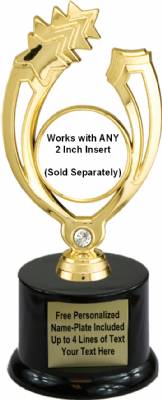 8" Gold Star with Bling 2" Insert Holder Trophy Kit with Pedestal Base #2