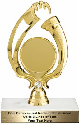 6 3/4" Gold Torch with Bling 2" Insert Holder Trophy Kit