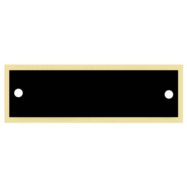 2 3/4" x 7/8" Laserable Black Die Cut Brass Plate with Gold Border - Has Holes