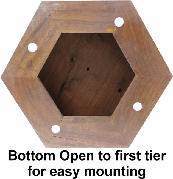 Genuine Walnut Hexagonal 4-tier Trophy Base 14 7/8" Made in USA #2