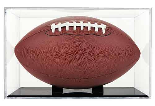 Clear Football BallQube Display Case with Grandstand Holder