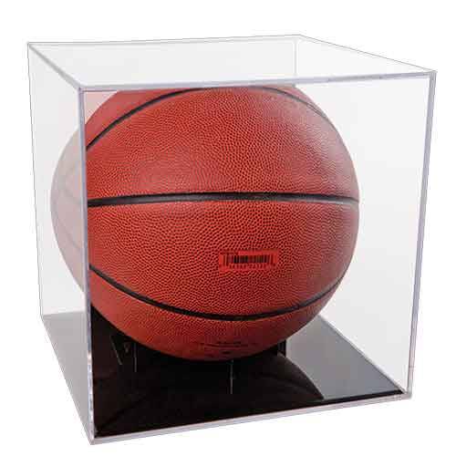 Clear Basketball / Soccer BallQube Display Case with Grandstand Holder