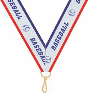 7/8" x 32" Baseball Neck Ribbon with Snap Clip