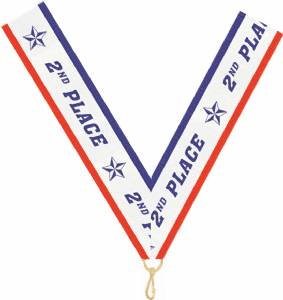 7/8" x 32" 2nd Place Neck Ribbon with Snap Clip