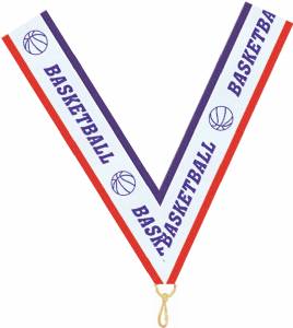 7/8" x 32" Basketball Neck Ribbon with Snap Clip