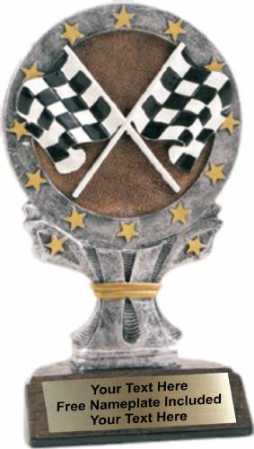 6 1/4" Racing Flags All Star Trophy Resin