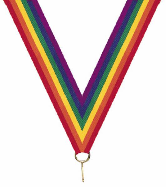 7/8" x 32" Rainbow Neck Ribbon with Snap Clip