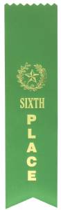 6th Place Green Pinked Award Ribbon