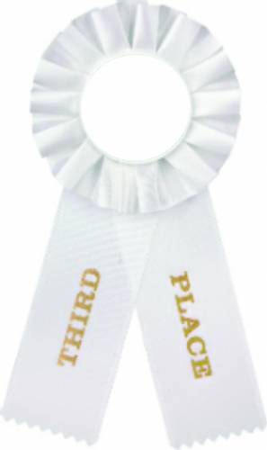 White 3rd Place Rosette Ribbon with 2" Insert Holder