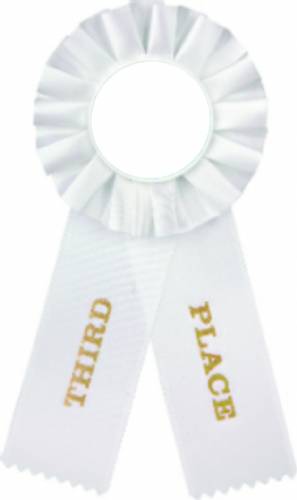 White 3rd Place Rosette Ribbon with Custom Insert #2