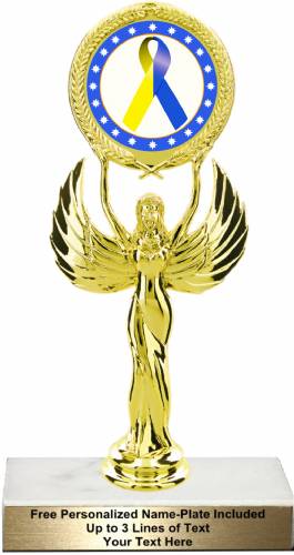 8 1/4" Blue Yellow Ribbon Awareness Trophy Kit