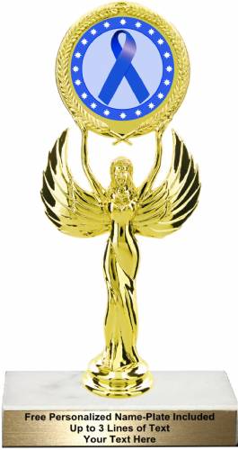 8 1/4" Dark Blue Ribbon Awareness Trophy Kit