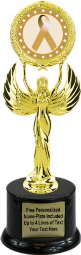 9 1/2" Gold Ribbon Awareness Trophy Kit with Pedestal Base