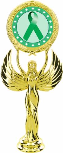 Gold 7 1/2" Green Ribbon Awareness Trophy Figure