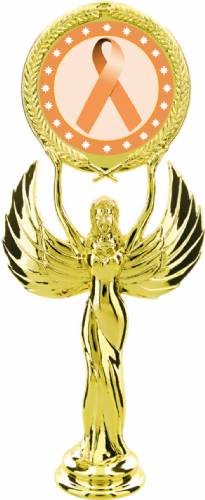 Gold 7 1/2" Peach Ribbon Awareness Trophy Figure