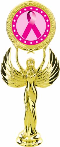 Gold 7 1/2" Pink Ribbon Awareness Trophy Figure