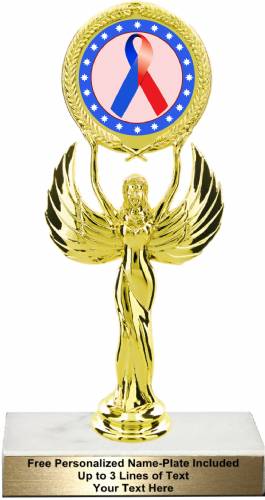 8 1/4" Red Blue Ribbon Awareness Trophy Kit