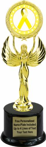 9 1/2" Yellow Ribbon Awareness Trophy Kit with Pedestal Base