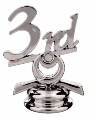 3rd Place 2 1/2" Trophy Trim Piece Silver