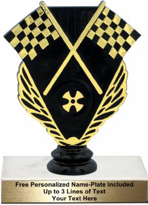 5 1/2" Black / Racing Flags Trophy Kit
