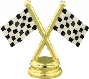 Color 2 1/2" Race Cross Flag Gold Figure Trim