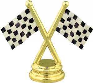 Color 2 1/2" Race Cross Flag Gold Figure Trim
