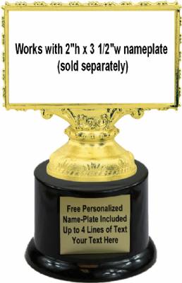 6" - 3 1/2" x 2"  Plate Holder Trophy Kit with Pedestal Base #2