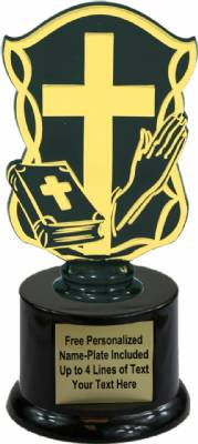7" Black Cross Trophy Kit with Pedestal Base