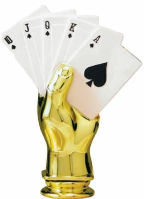 5" Color Poker Hand Gold Trophy Figure