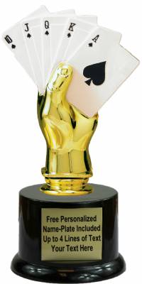 7" Color Poker Hand Trophy Kit with Pedestal Base