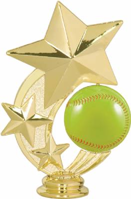 5 1/4" Softball 3 Star Spinning Gold Trophy Figure