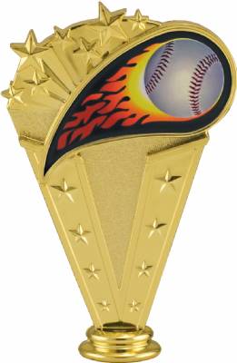 6" Colored Flame Baseball Gold Trophy Figure