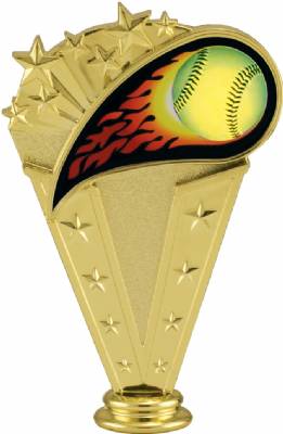 6" Colored Flame Softball Gold Trophy Figure