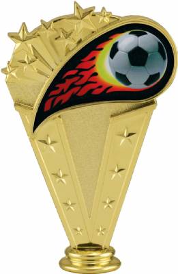 6" Colored Flame Soccer Gold Trophy Figure