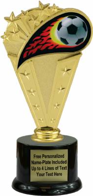 8" Colored Flame Soccer Trophy Kit with  Pedestal Base