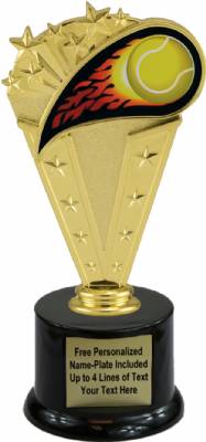 8" Colored Flame Tennis Trophy Kit with Pedestal Base