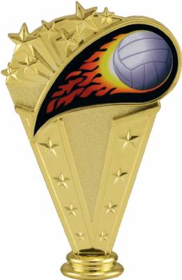 6" Colored Flame Volleyball Gold Trophy Figure