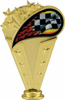 6" Colored Flame Racing Gold Trophy Figure