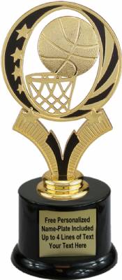 6 3/4" Basketball MidNite Star Trophy Kit with Pedestal Base