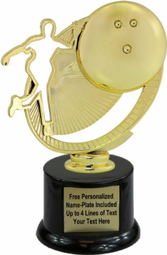 6 3/4" Bowling Silhouette Trophy Kit with Pedestal Base
