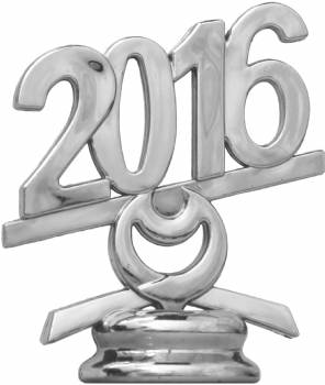 2 1/2" Silver Circle 2016 Year Date Trophy Trim Piece