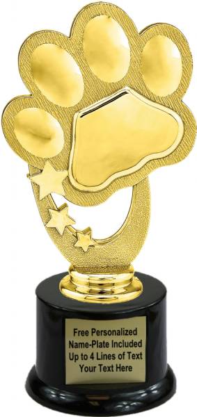 7" Gold Paw Trophy Kit with Pedestal Base