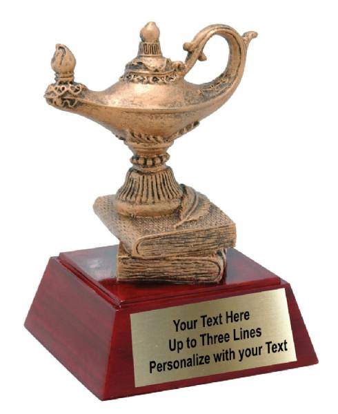 lamp of knowledge trophy plaque blue board 7 x 9 