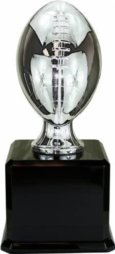 17 1/2" Silver Finish Lifesize Football Resin Trophy Black base