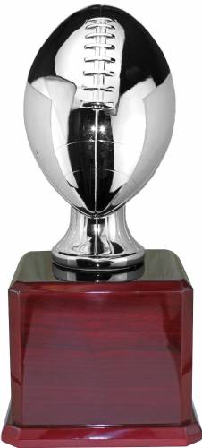 17 1/2" Silver Finish Lifesize Football Resin Trophy Rosewood base