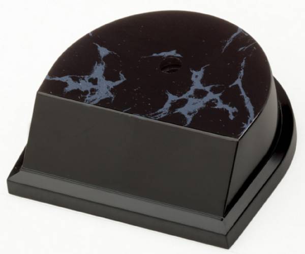 3 3/4" x 3 1/2" Rounded Weighted Plastic Trophy Base Black Marble