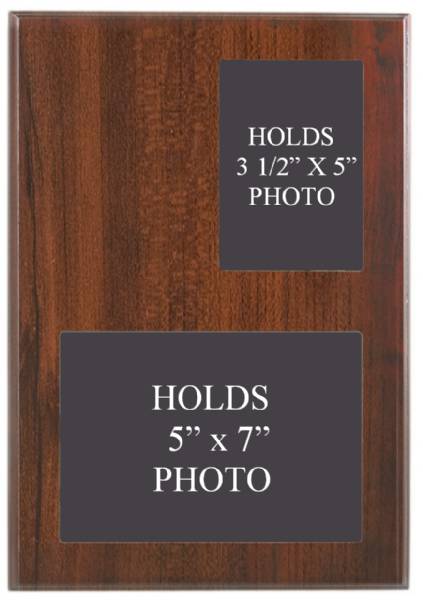 9" x 13" Cherry Finish Slide-In Frame Plaque with 2 Windows #2