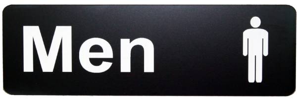 Men Restroom Sign Black Indoor Outdoor 2 3/4" x 8 11/16"